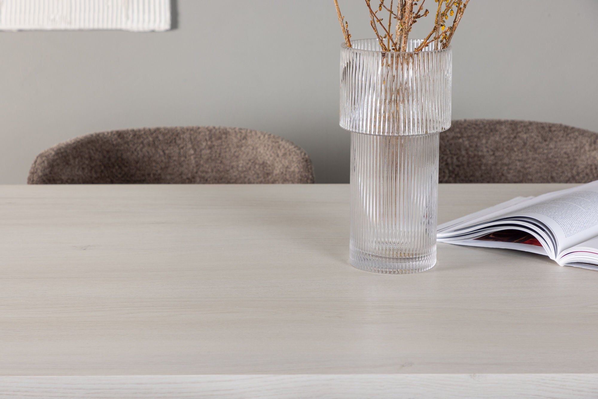 Venture Home Olga spisebord 200*75 - White Wash +Modesto Spisebordsstol - Grey / Smoked Black Boucle _6