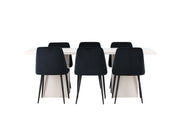 Venture Home Olga spisebord 200*75 - White Wash +Night Spisebordsstol - Black / Black Velvet _6
