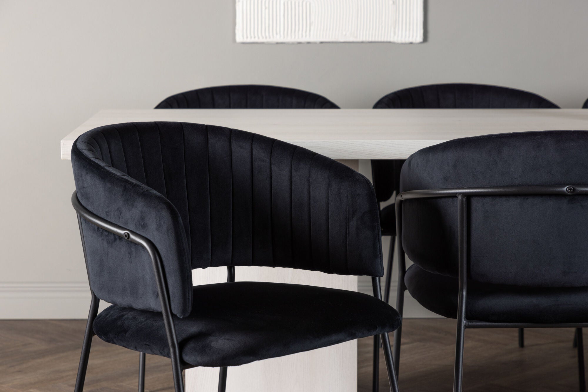 Venture Home Olga spisebord 200*75 - White Wash +Selma Spisebordsstol - Black / Black Velvet _6