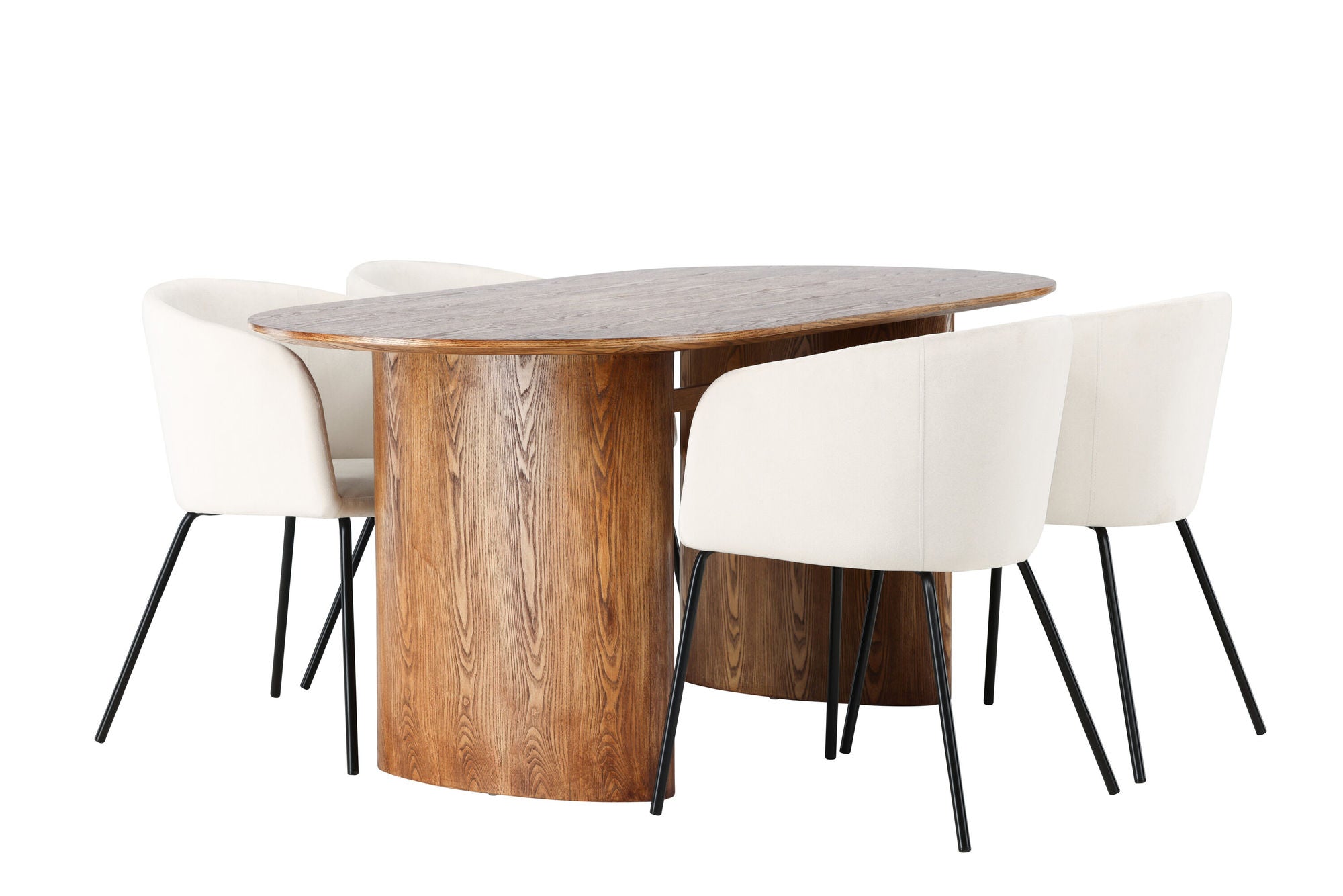 Venture Home Isolde spisebord 140*75 - Nature / Nature MDF +Berit stol - Black / Beige Velvet _4