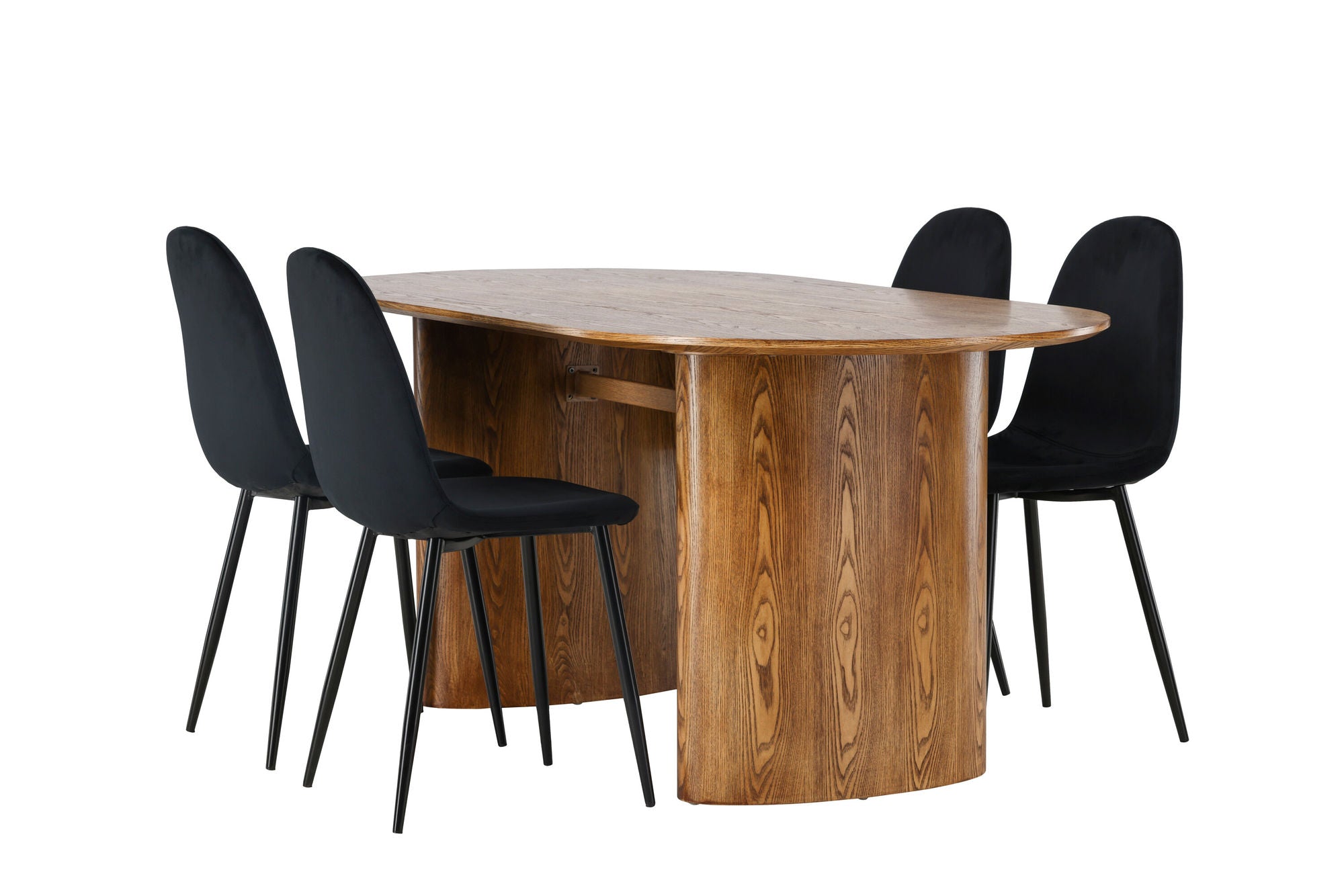 Venture Home Isolde spisebord 140*75 - Nature / Nature MDF +Polar Spisebordsstol - Black legs / Black Velvet _4
