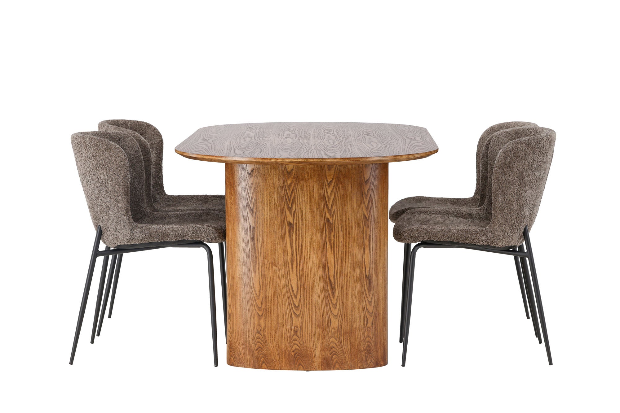 Venture Home Isolde spisebord 140*75 - Nature / Nature MDF +Modesto Spisebordsstol - Grey / Smoked Black Boucle _4