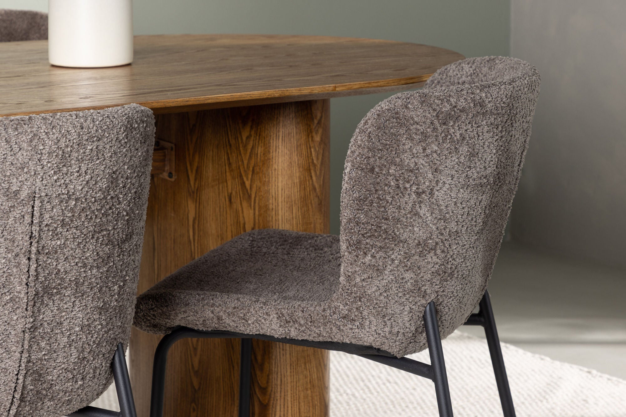 Venture Home Isolde spisebord 140*75 - Nature / Nature MDF +Modesto Spisebordsstol - Grey / Smoked Black Boucle _4