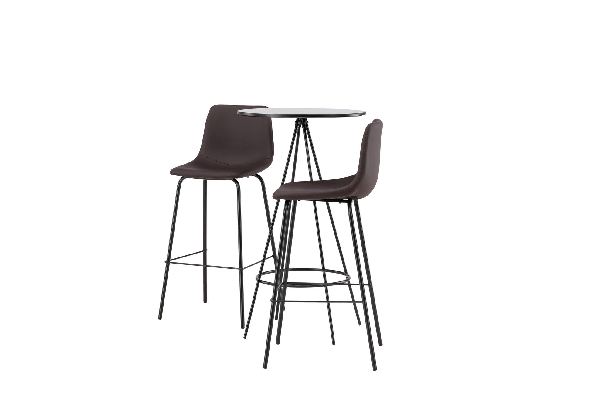 Venture Home Bistro Bar bord φ60 - Black / MDF with veneer +Alexi Bar stol - Matte black / Dark brown PU _2