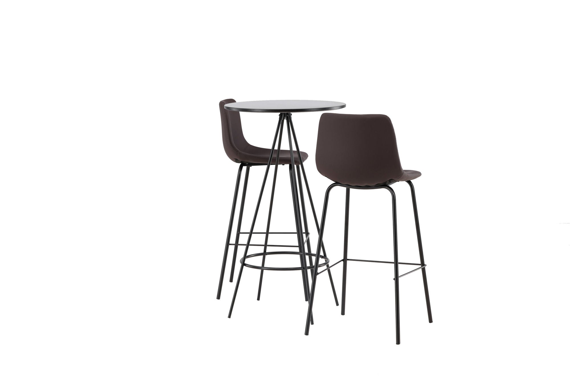 Venture Home Bistro Bar bord φ60 - Black / MDF with veneer +Alexi Bar stol - Matte black / Dark brown PU _2