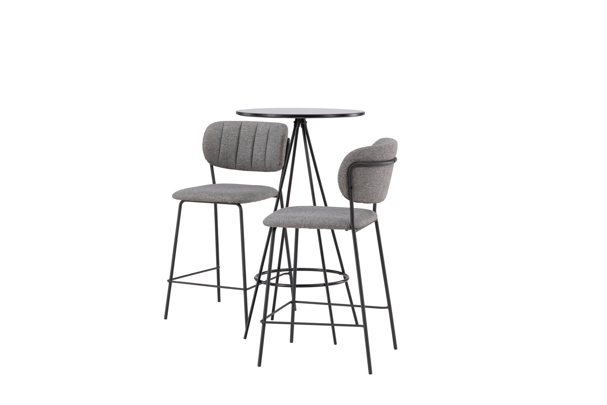 Venture Home Bistro Bar bord φ60 - Black / MDF with veneer +Bell Bar stol - Black / Grey Fabric _2