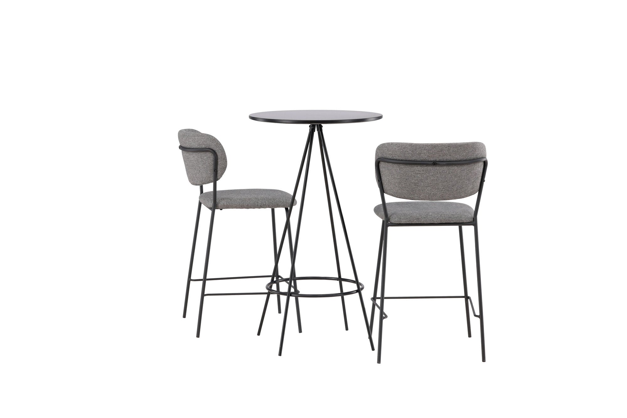 Venture Home Bistro Bar bord φ60 - Black / MDF with veneer +Bell Bar stol - Black / Grey Fabric _2