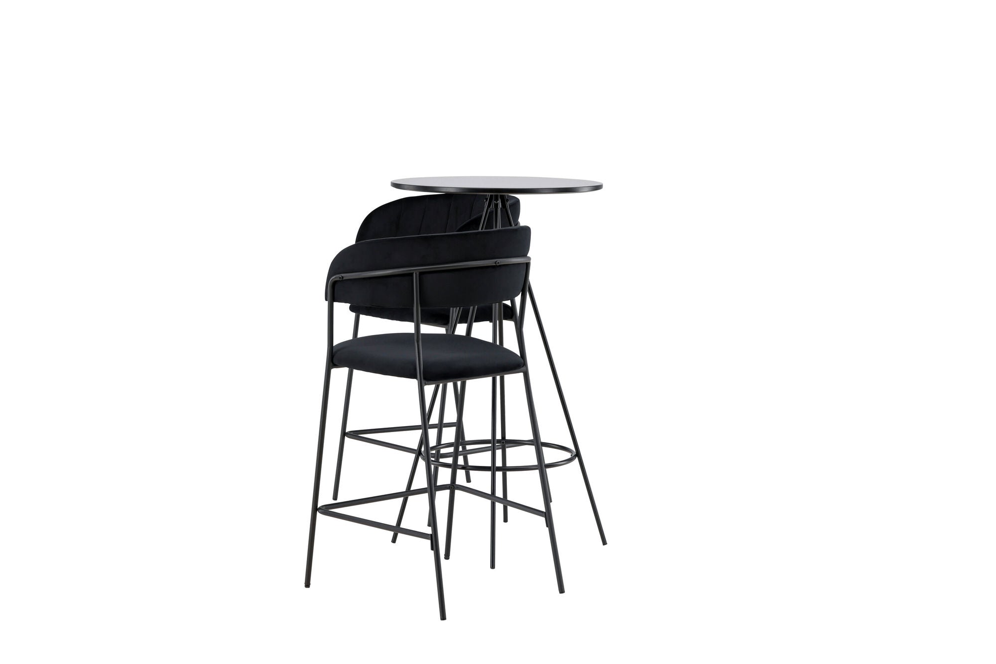 Venture Home Bistro Bar bord φ60 - Black / MDF with veneer +Lui Bar stol - Black / Black PU _2