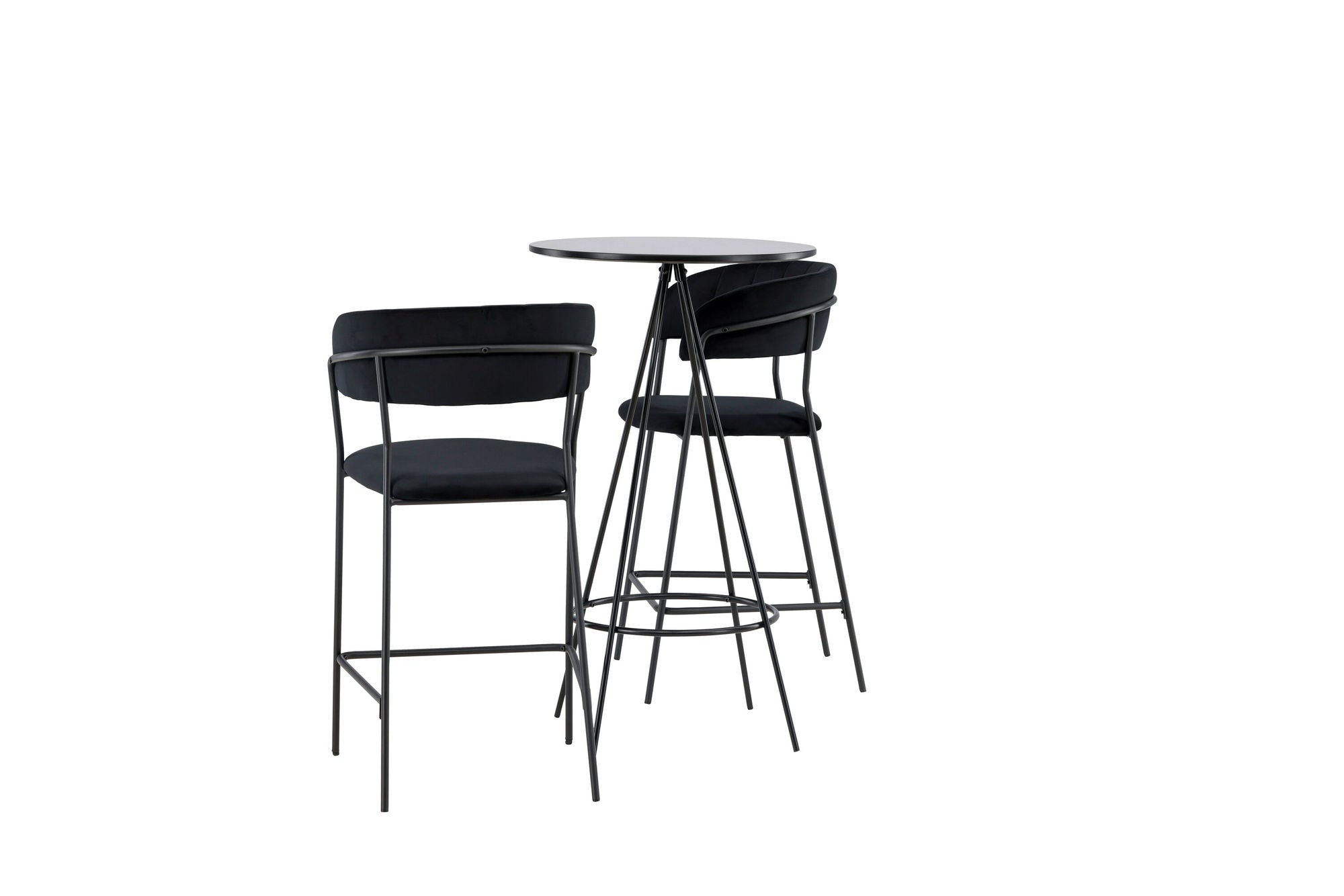Venture Home Bistro Bar bord φ60 - Black / MDF with veneer +Lui Bar stol - Black / Black PU _2