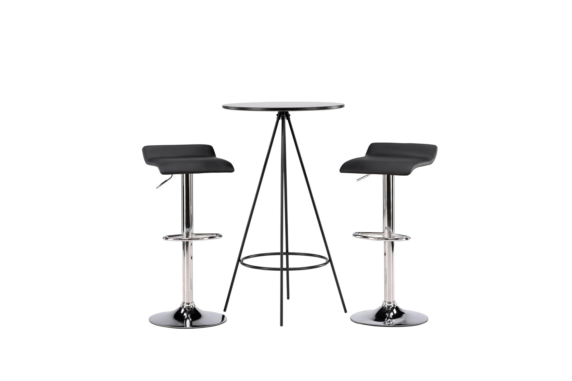 Venture Home Bistro Bar bord φ60 - Black / MDF with veneer +Jonna Bar stol - Chromed Steel / Black Fabric _2