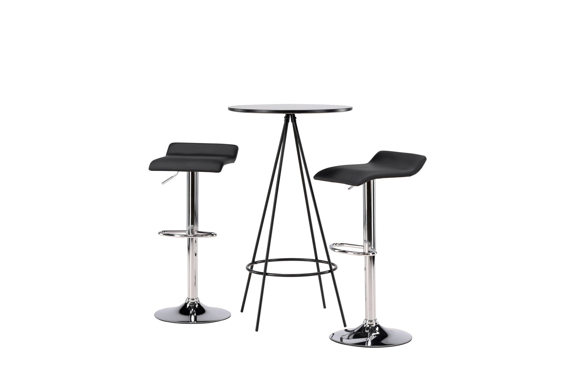Venture Home Bistro Bar bord φ60 - Black / MDF with veneer +Jonna Bar stol - Chromed Steel / Black Fabric _2