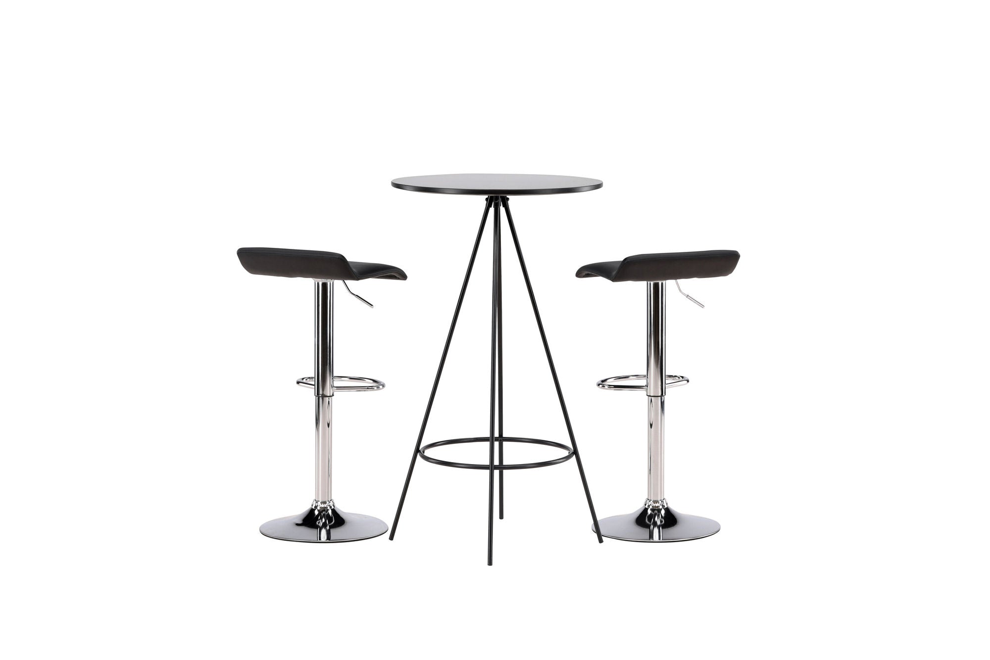 Venture Home Bistro Bar bord φ60 - Black / MDF with veneer +Jonna Bar stol - Chromed Steel / Black Fabric _2