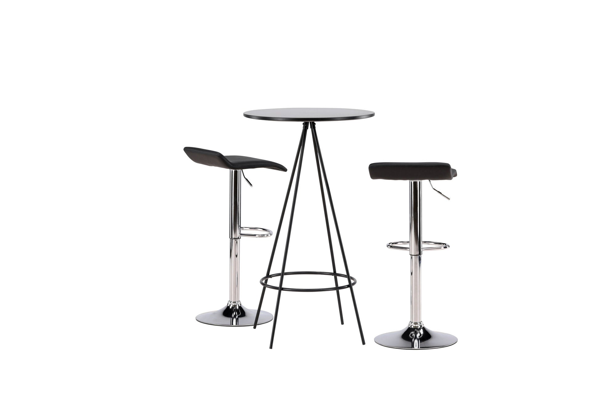 Venture Home Bistro Bar bord φ60 - Black / MDF with veneer +Jonna Bar stol - Chromed Steel / Black Fabric _2