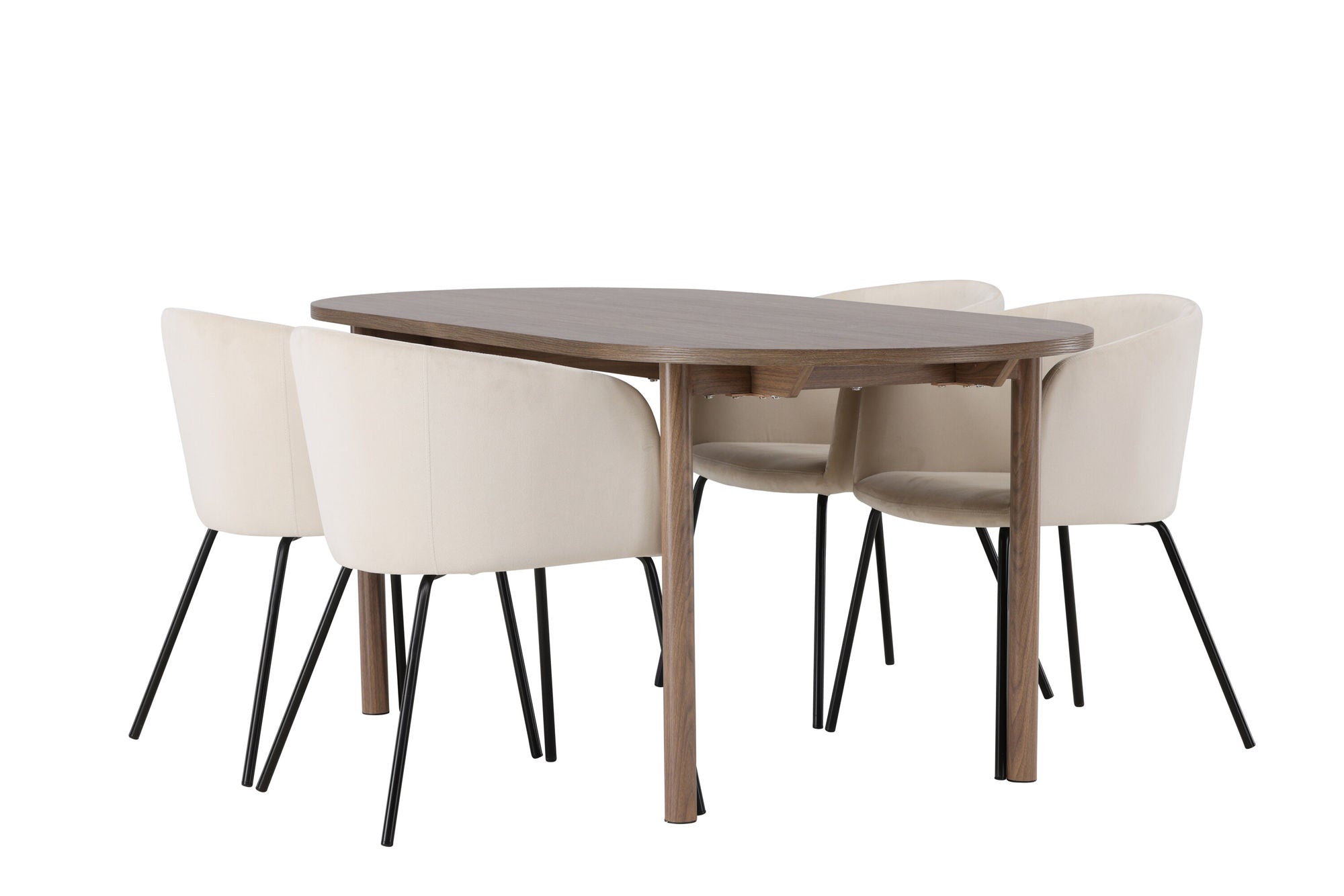 Venture Home Andy spisebord 180*75 - Natural / Natural MDF +Berit stol - Black / Beige Velvet _4
