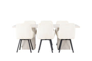Venture Home Olga spisebord 200*75 - White Wash +Rosie Spisebordsstol - Black / Beige Fabric _6