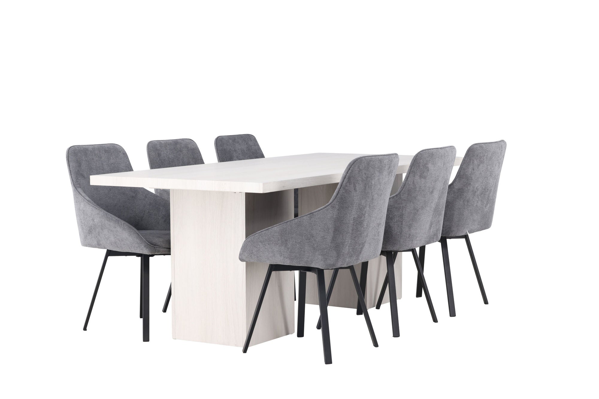 Venture Home Olga spisebord 200*75 - White Wash +Rosie Spisebordsstol - Black / Dark grey Fabric _6