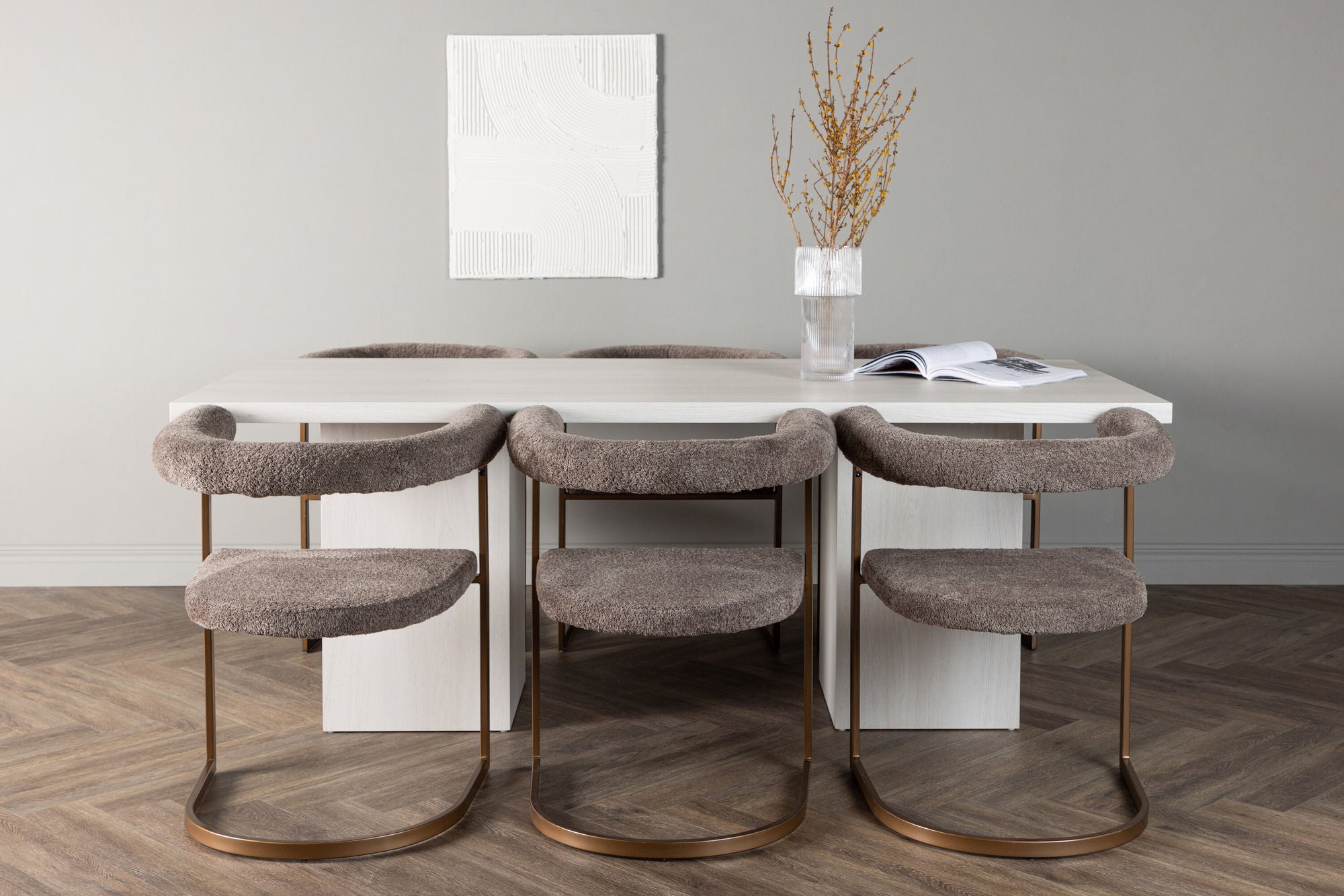 Venture Home Olga spisebord 200*75 - White Wash +Morning Spisebordsstol - Black / Black Boucle _6