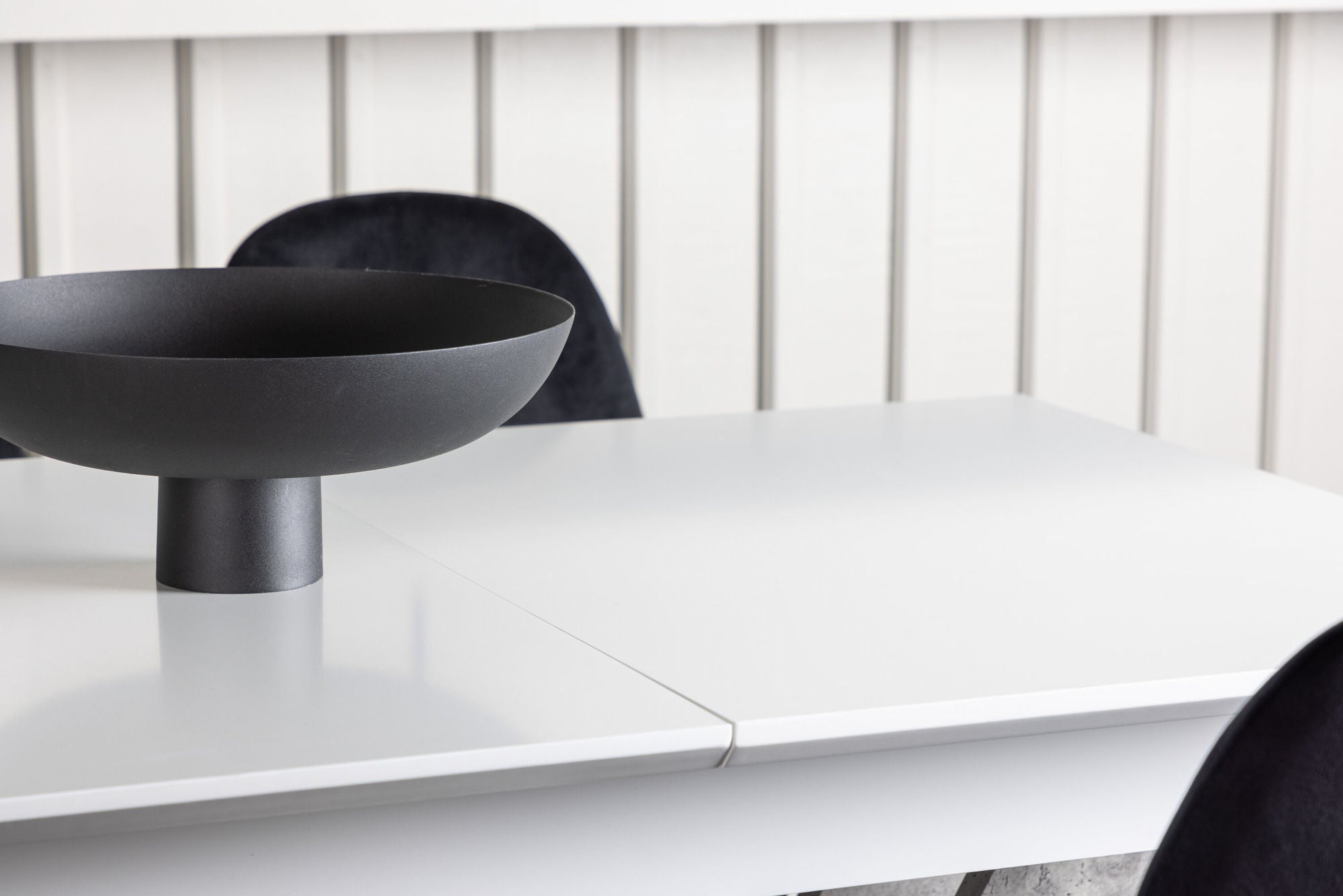 Venture Home Disa spisebord 120/160*80 - White / Grey MDF +Polar Spisebordsstol - Black legs / Black Velvet _4
