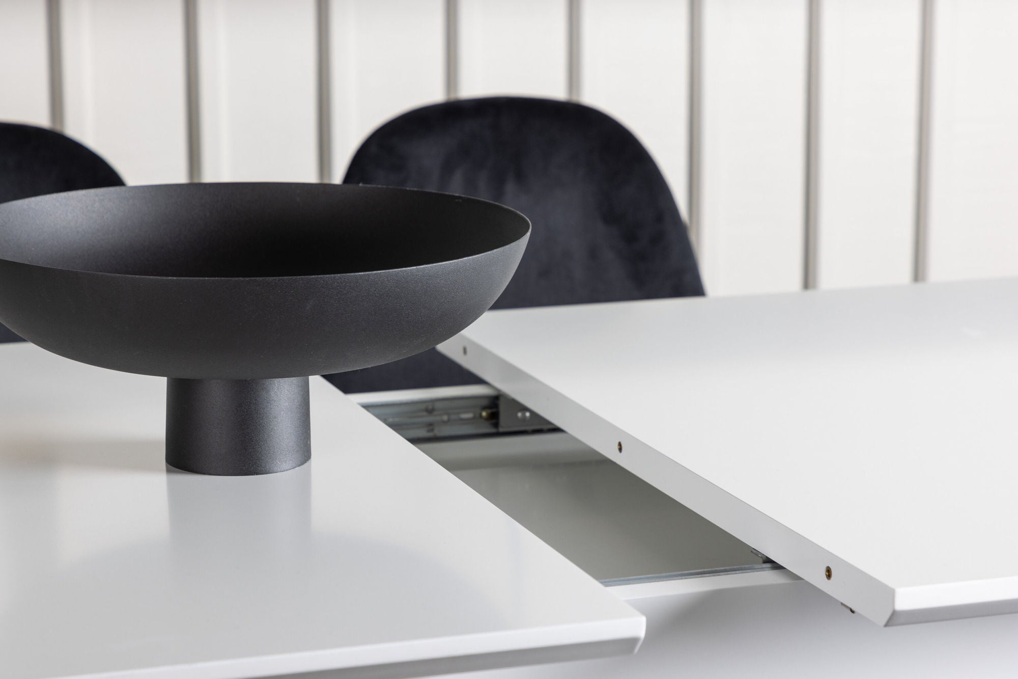 Venture Home Disa spisebord 120/160*80 - White / Grey MDF +Polar Spisebordsstol - Black legs / Black Velvet _4