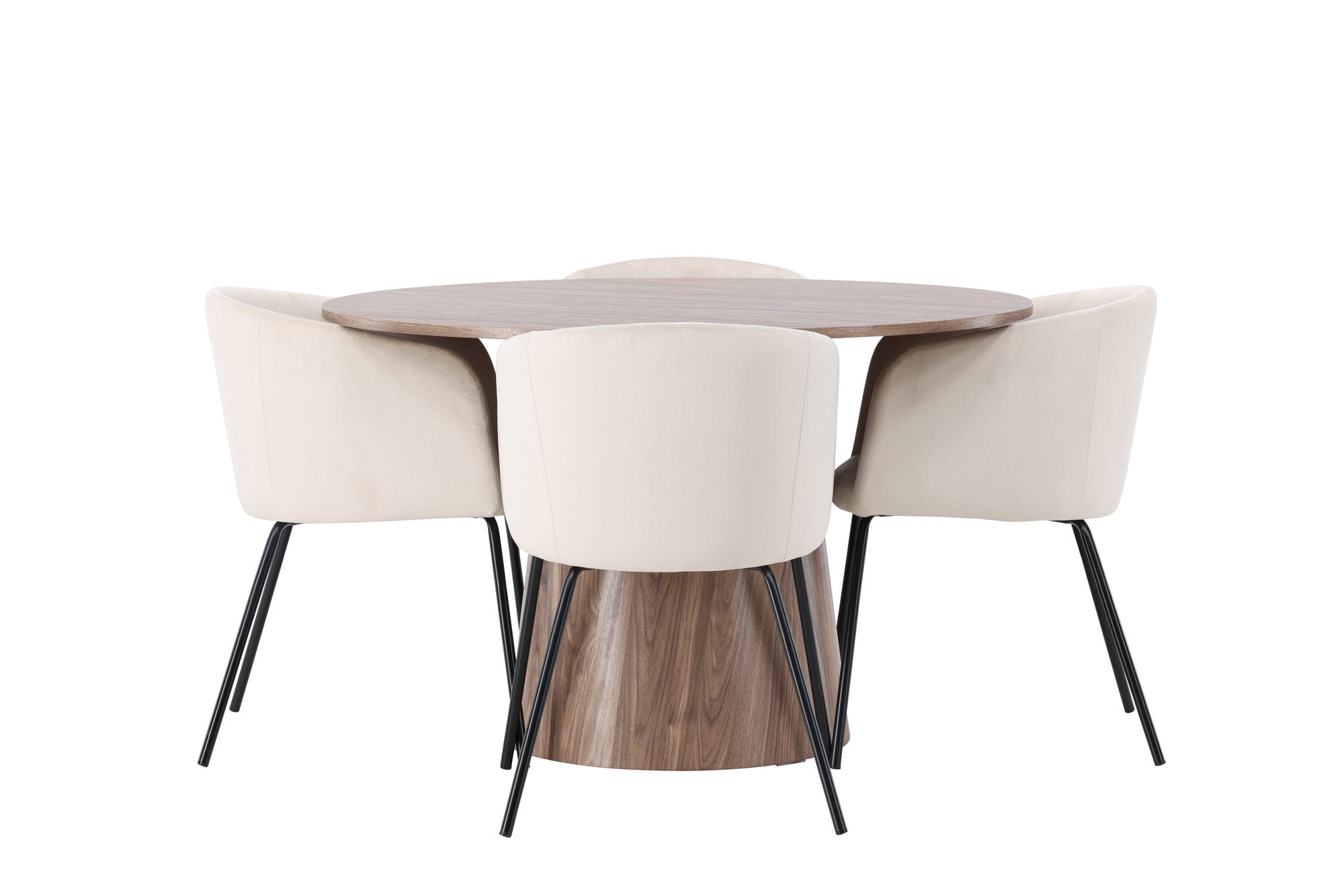 Venture Home Lanzo spisebord φ120 - Natural / Natural MDF +Berit stol - Black / Beige Velvet _4