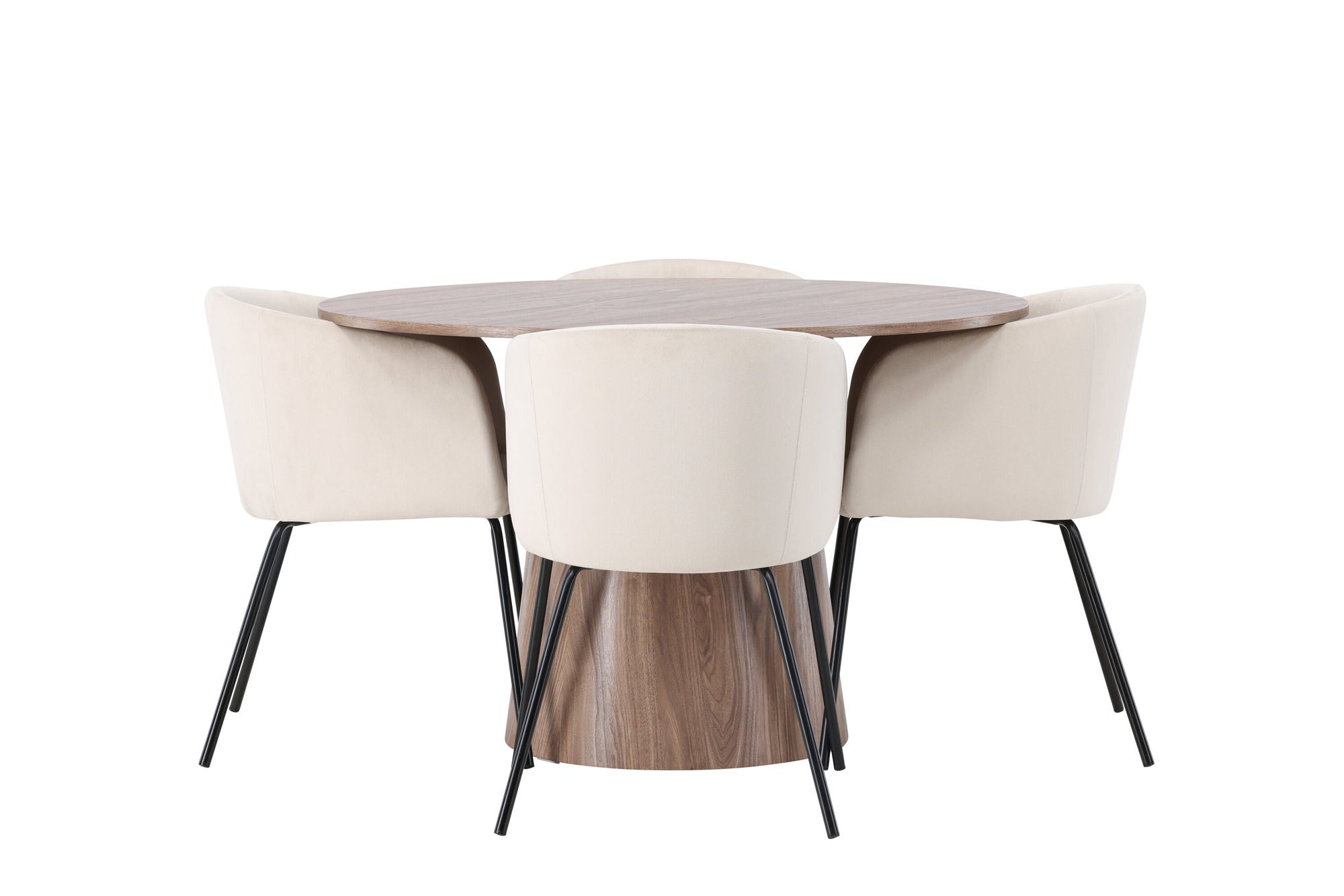 Venture Home Lanzo spisebord φ120 - Natural / Natural MDF +Berit stol - Black / Beige Velvet _4