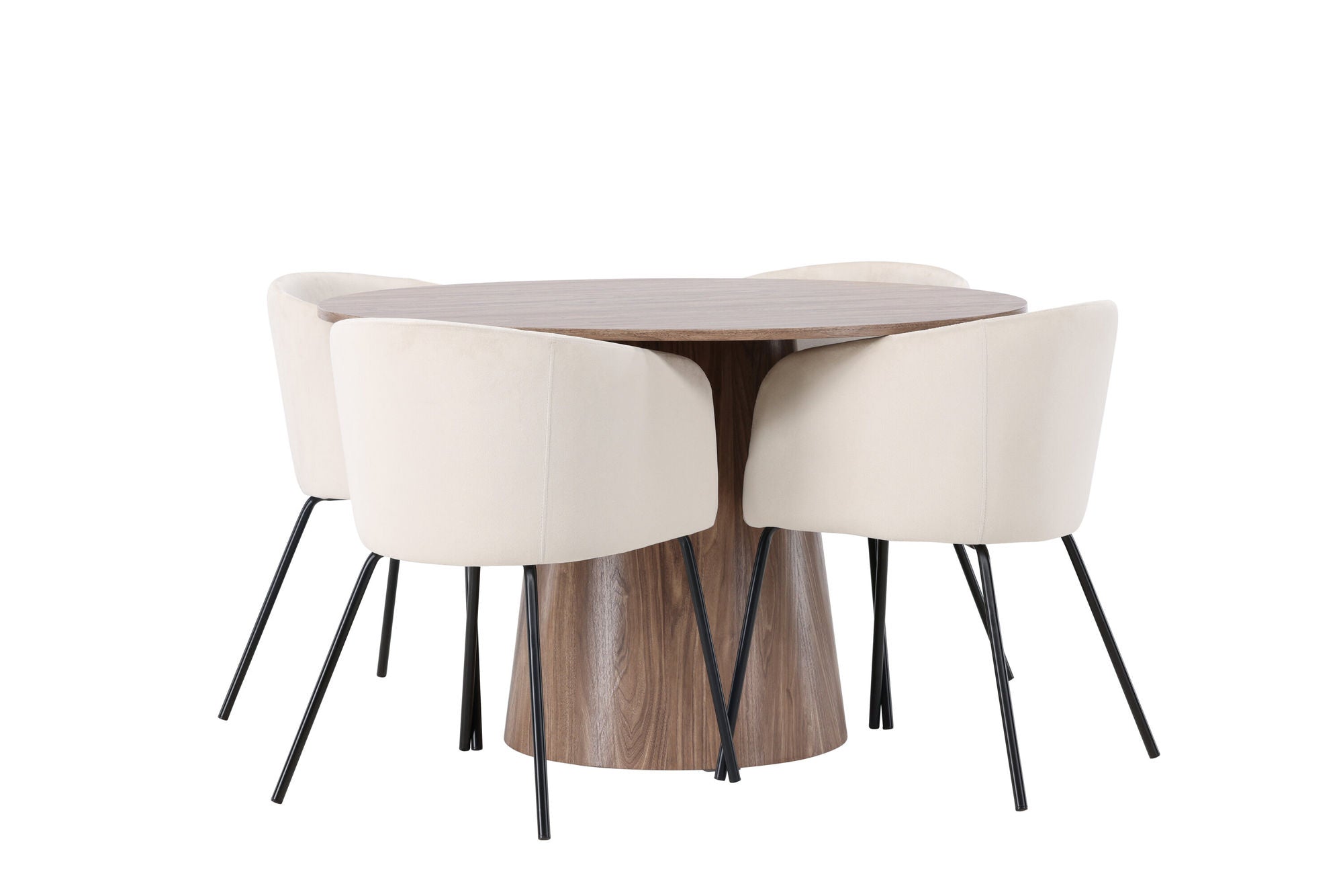 Venture Home Lanzo spisebord φ120 - Natural / Natural MDF +Berit stol - Black / Beige Velvet _4