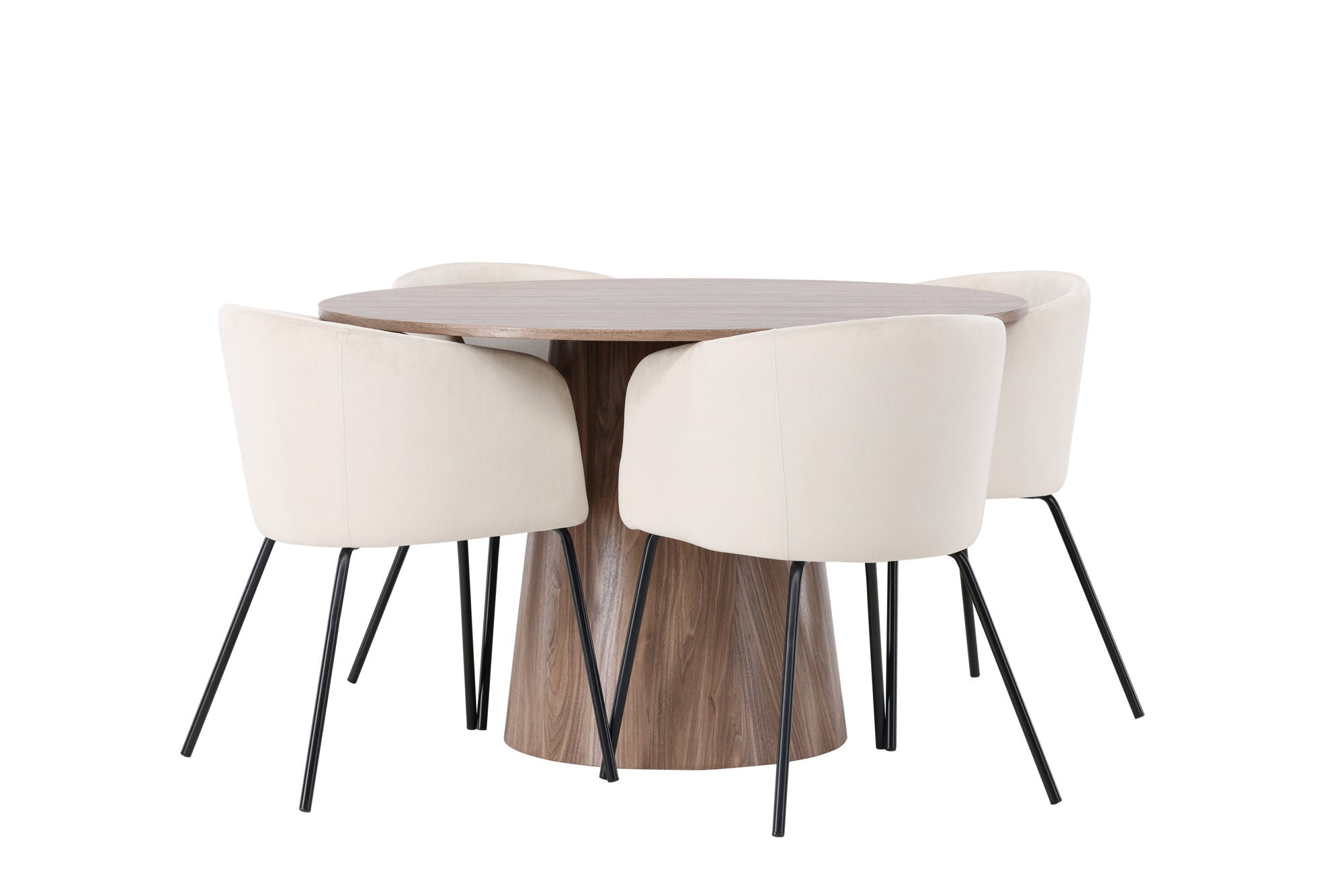Venture Home Lanzo spisebord φ120 - Natural / Natural MDF +Berit stol - Black / Beige Velvet _4