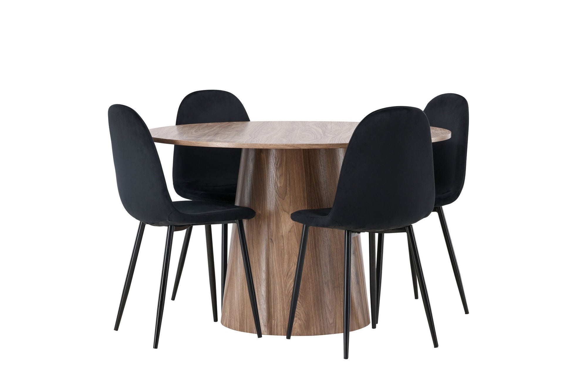 Venture Home Lanzo spisebord φ120 - Natural / Natural MDF +Polar Spisebordsstol - Black legs / Black Velvet _4