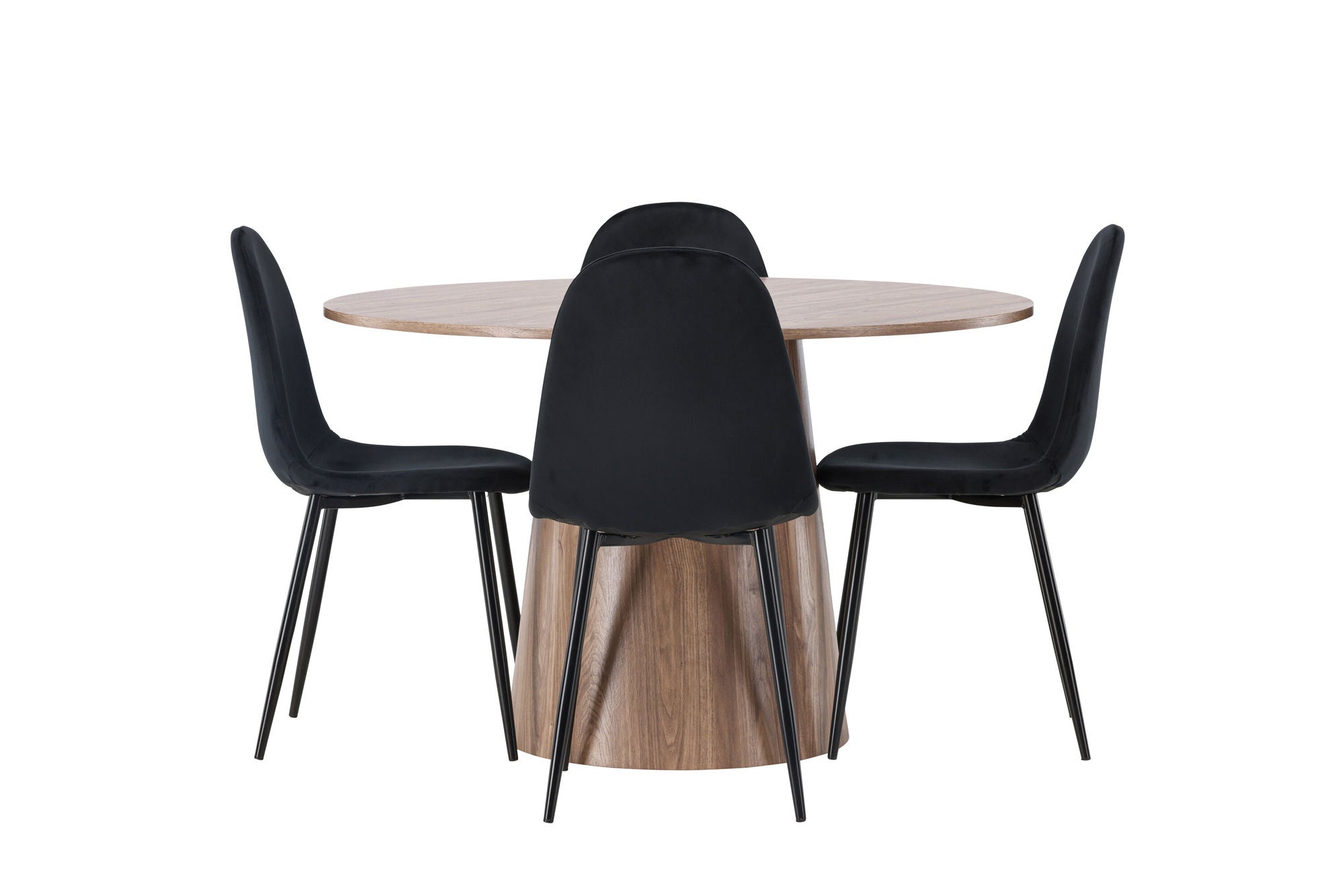 Venture Home Lanzo spisebord φ120 - Natural / Natural MDF +Polar Spisebordsstol - Black legs / Black Velvet _4