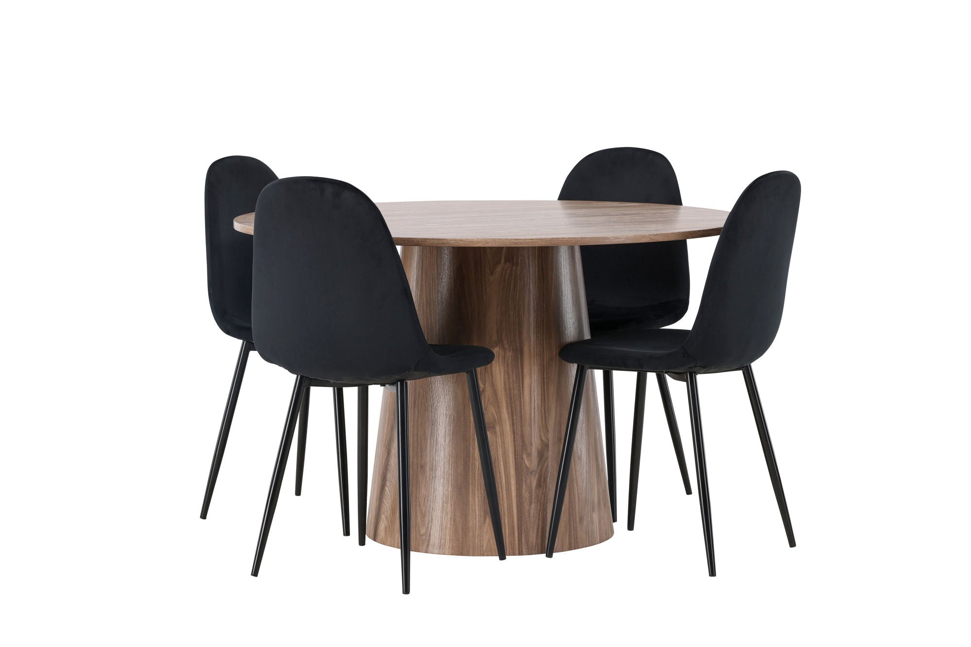 Venture Home Lanzo spisebord φ120 - Natural / Natural MDF +Polar Spisebordsstol - Black legs / Black Velvet _4