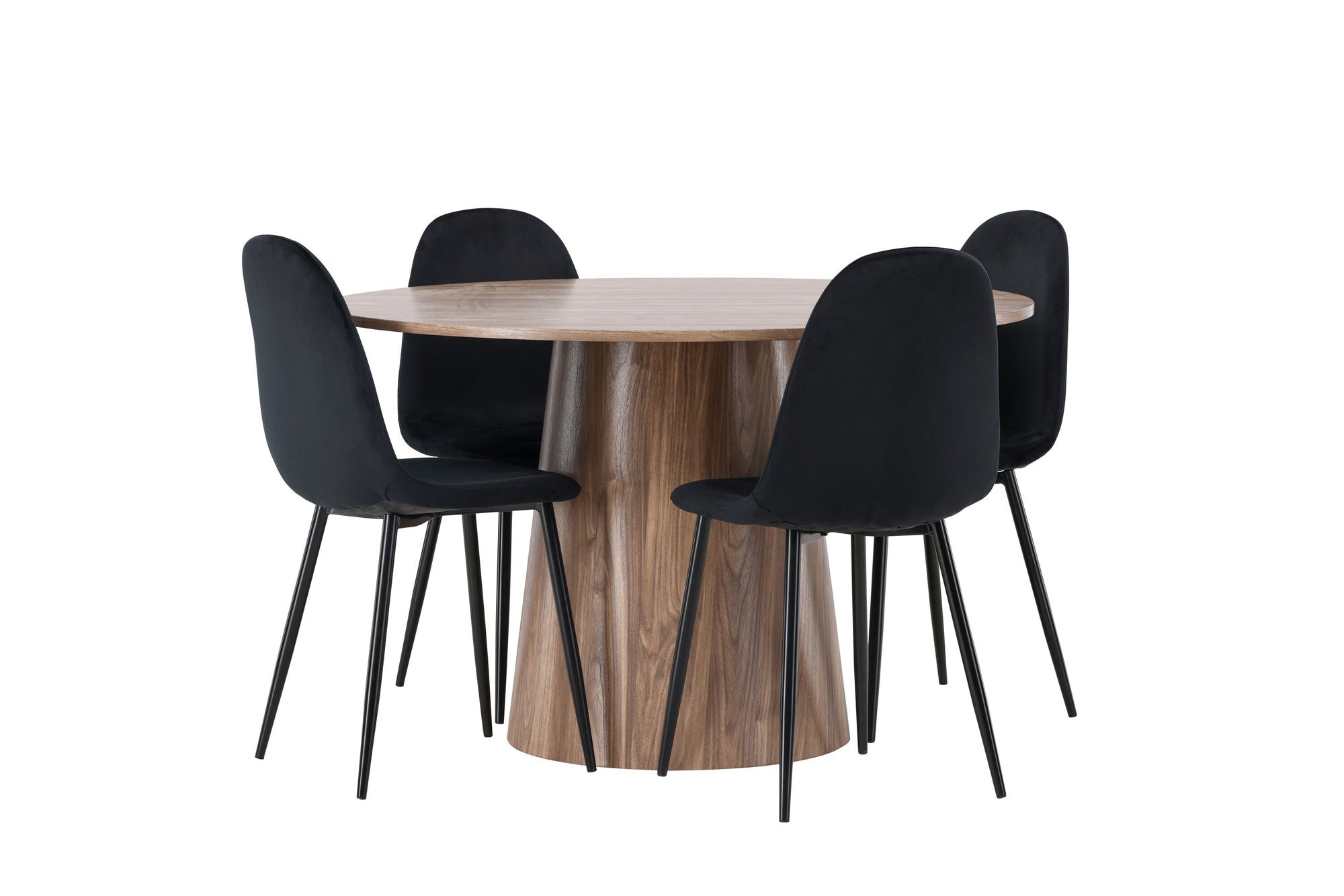 Venture Home Lanzo spisebord φ120 - Natural / Natural MDF +Polar Spisebordsstol - Black legs / Black Velvet _4