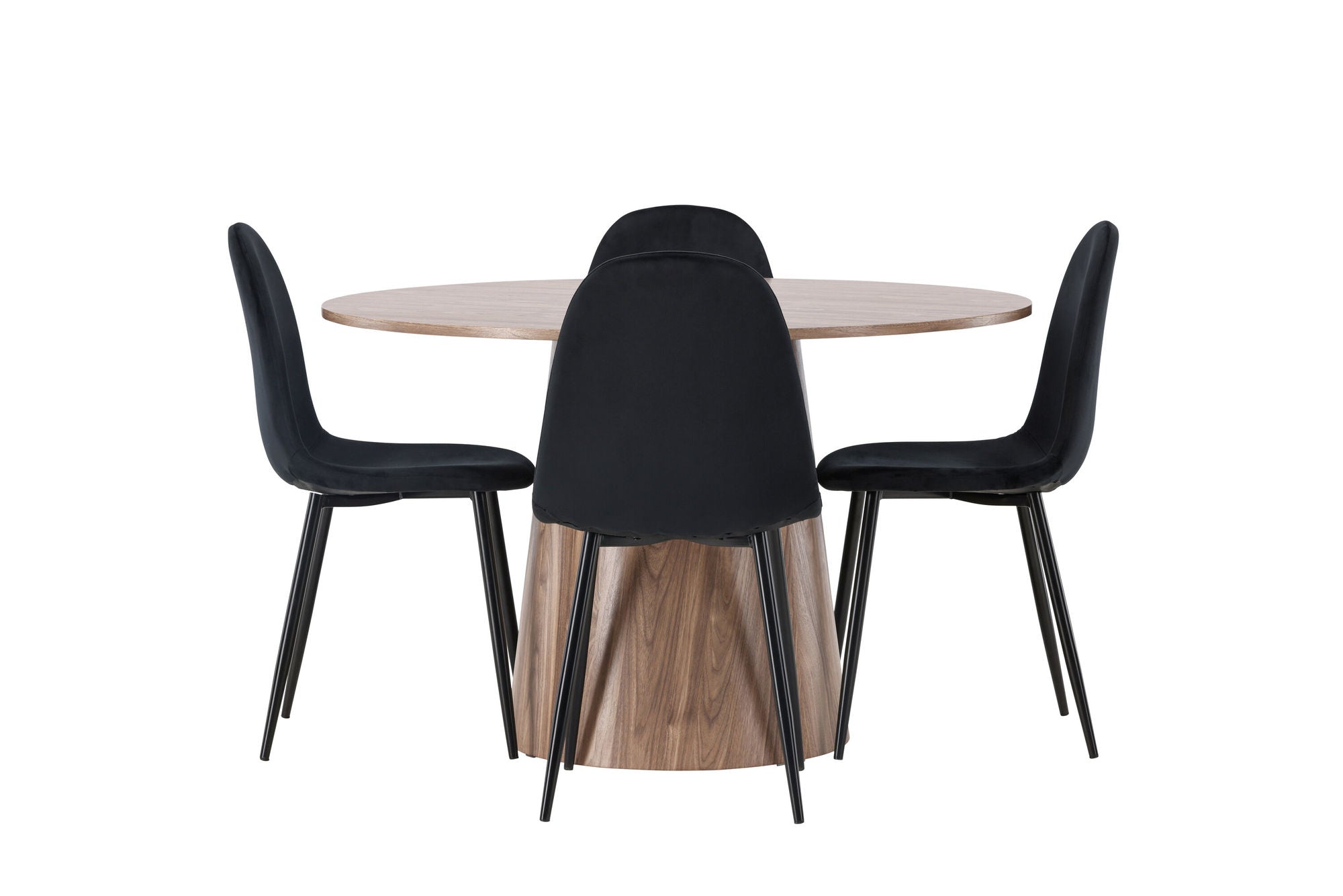 Venture Home Lanzo spisebord φ120 - Natural / Natural MDF +Polar Spisebordsstol - Black legs / Black Velvet _4