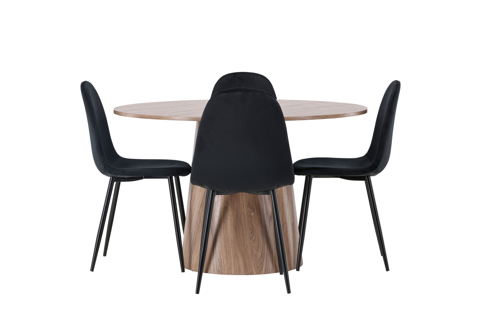 Venture Home Lanzo spisebord φ120 - Natural / Natural MDF +Polar Spisebordsstol - Black legs / Black Velvet _4