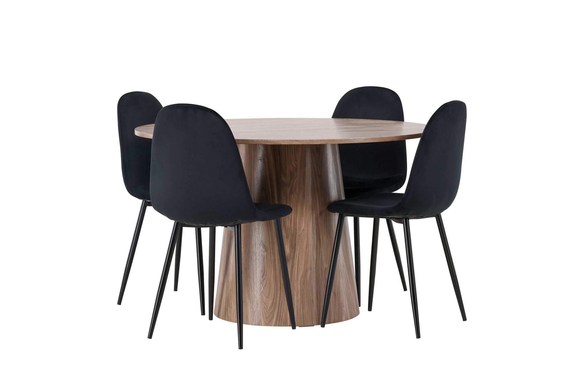 Venture Home Lanzo spisebord φ120 - Natural / Natural MDF +Polar Spisebordsstol - Black legs / Black Velvet _4