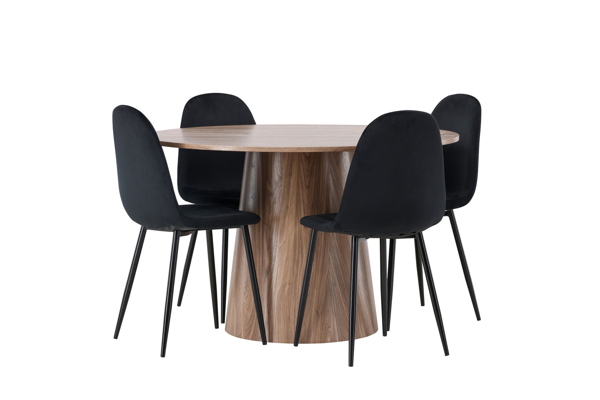 Venture Home Lanzo spisebord φ120 - Natural / Natural MDF +Polar Spisebordsstol - Black legs / Black Velvet _4