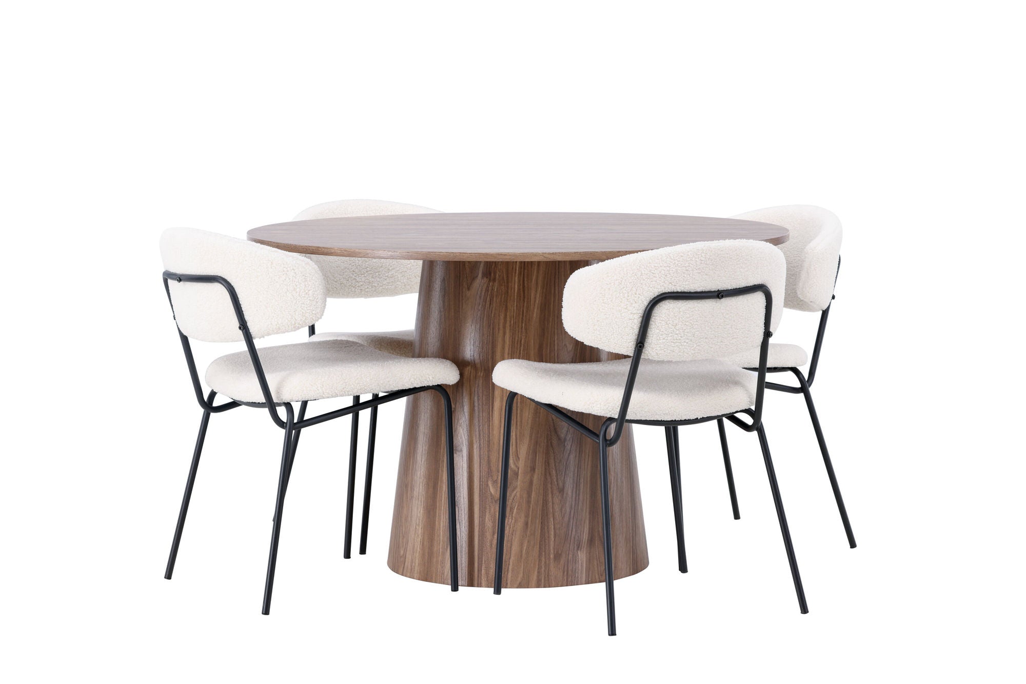 Venture Home Lanzo spisebord φ120 - Natural / Natural MDF +Chico Spisebordsstol - Black / White Boucle _4