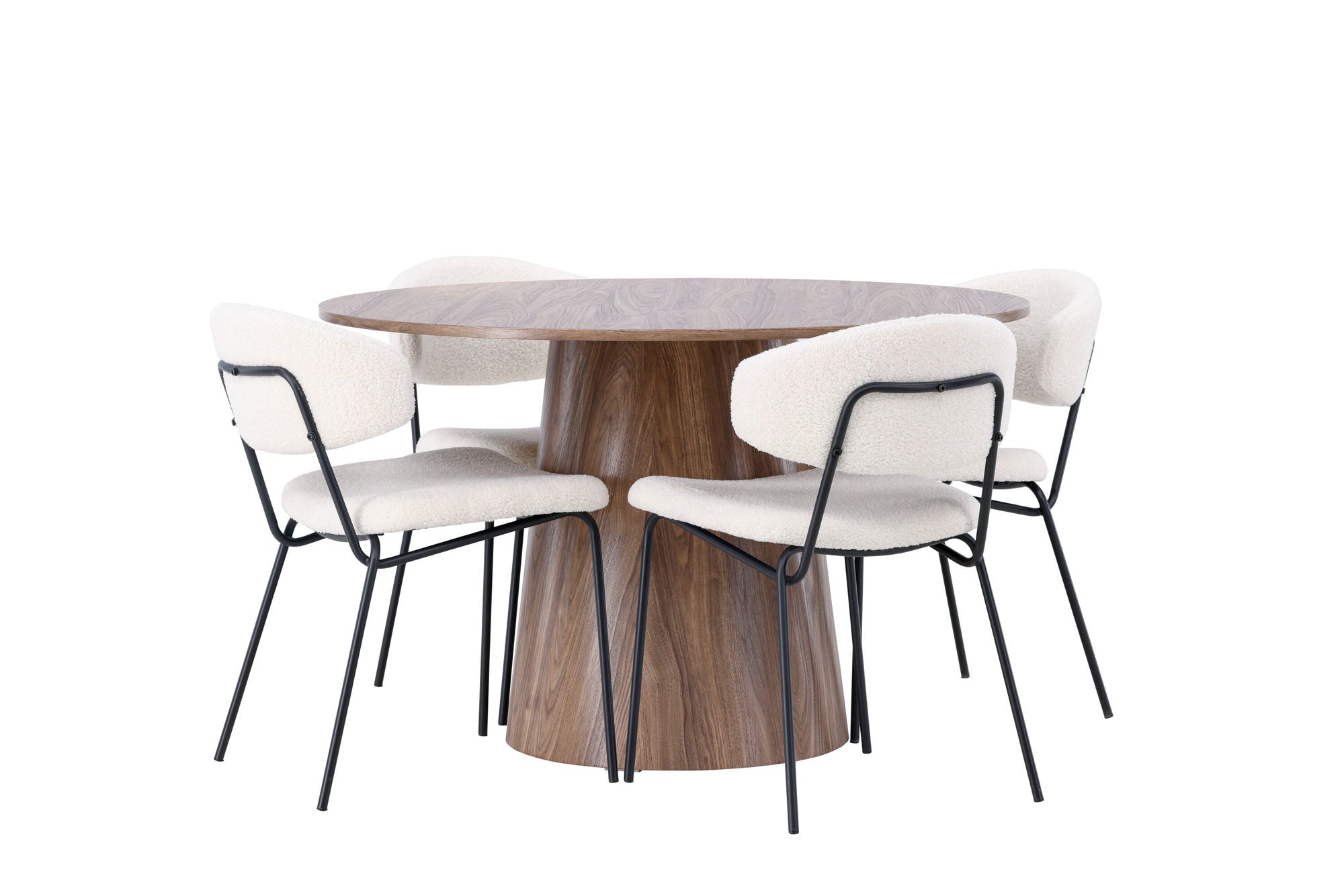 Venture Home Lanzo spisebord φ120 - Natural / Natural MDF +Chico Spisebordsstol - Black / White Boucle _4