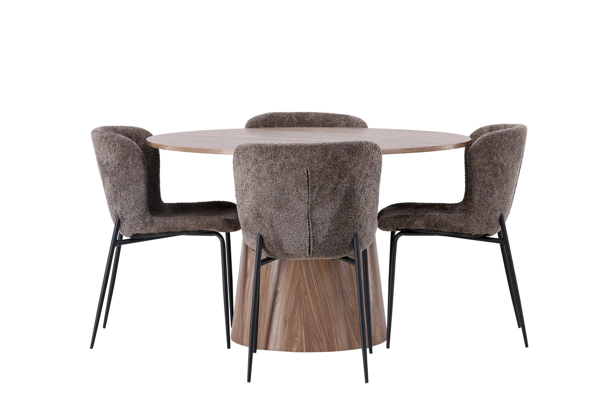 Venture Home Lanzo spisebord φ120 - Natural / Natural MDF +Modesto Spisebordsstol - Grey / Smoked Black Boucle _4
