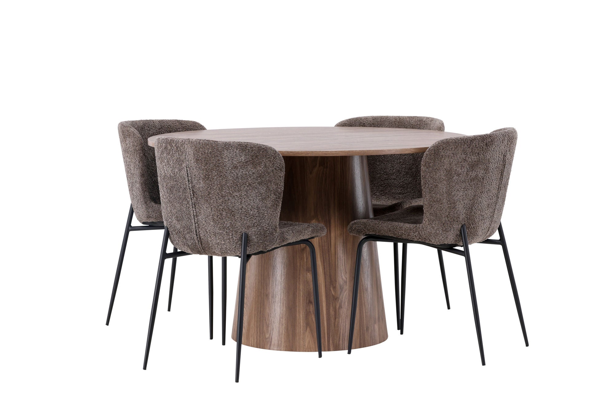 Venture Home Lanzo spisebord φ120 - Natural / Natural MDF +Modesto Spisebordsstol - Grey / Smoked Black Boucle _4