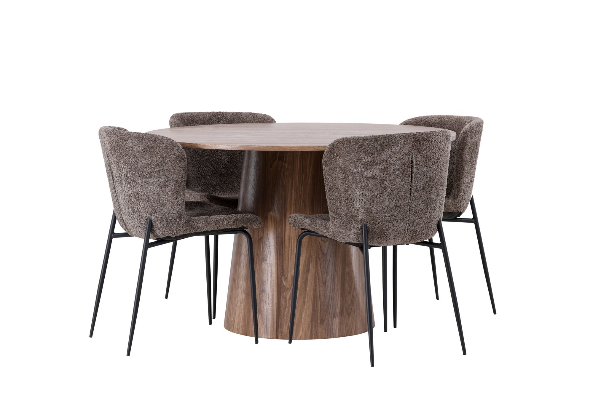 Venture Home Lanzo spisebord φ120 - Natural / Natural MDF +Modesto Spisebordsstol - Grey / Smoked Black Boucle _4