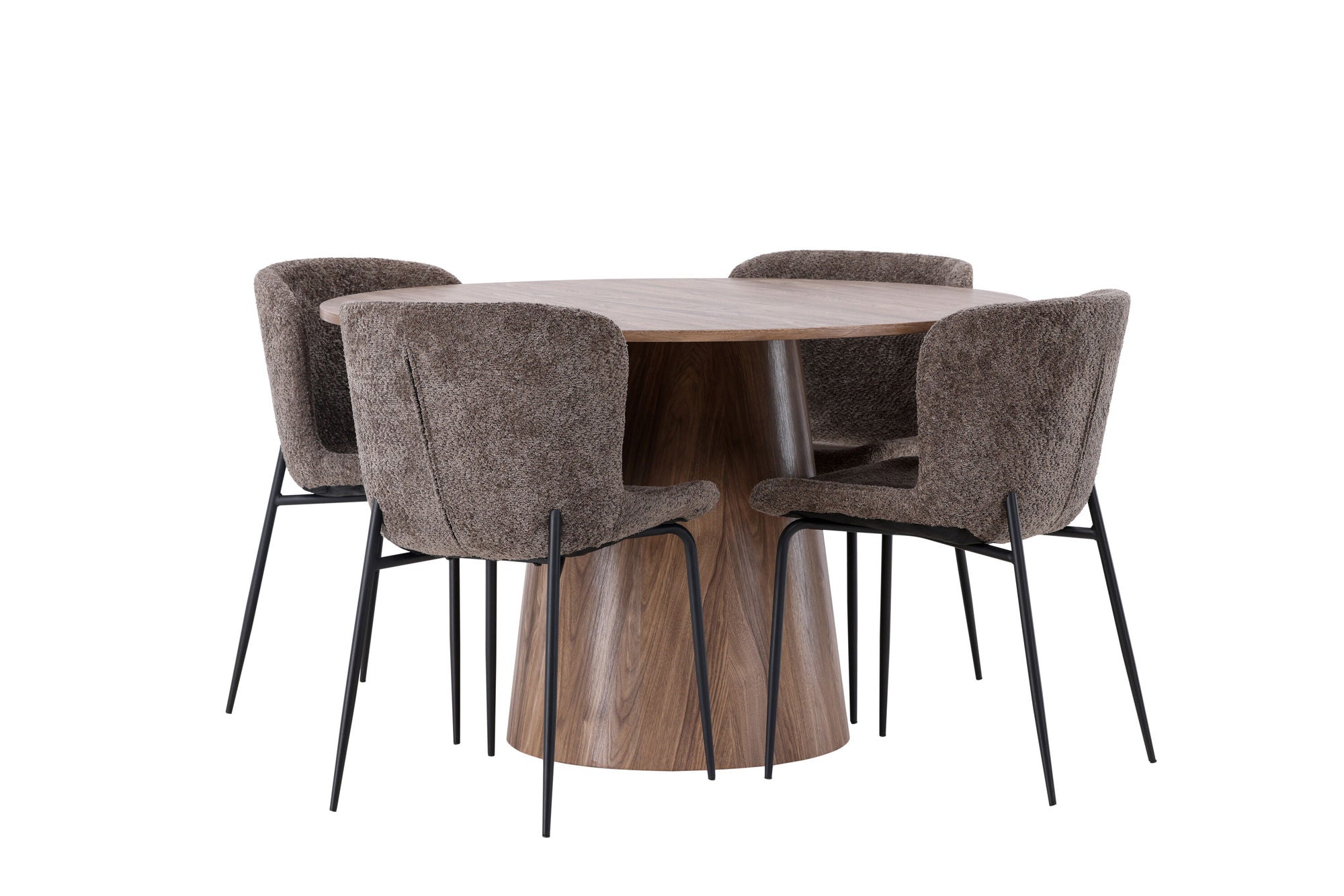 Venture Home Lanzo spisebord φ120 - Natural / Natural MDF +Modesto Spisebordsstol - Grey / Smoked Black Boucle _4