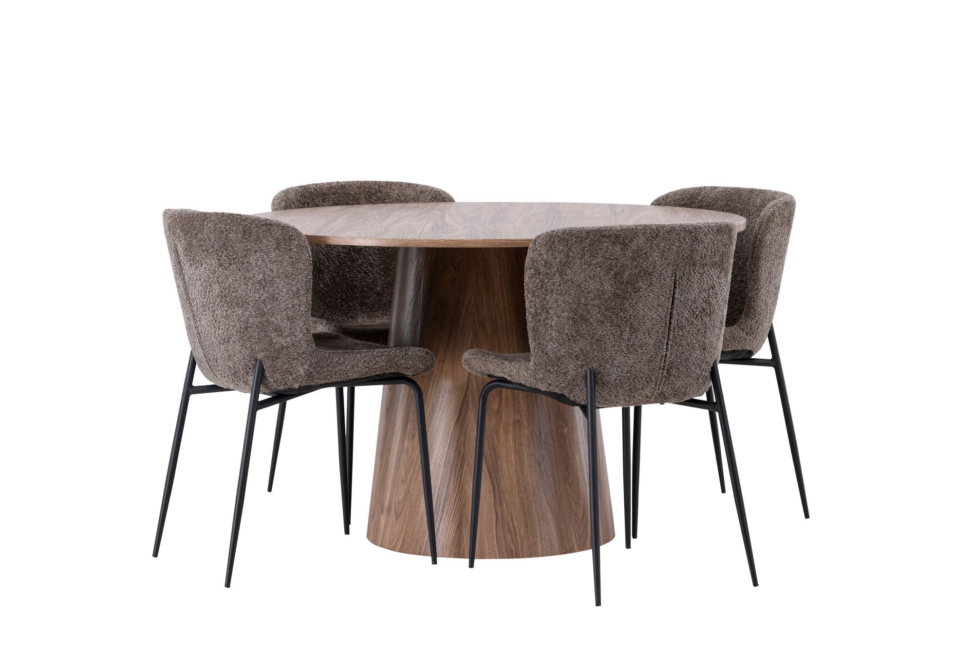 Venture Home Lanzo spisebord φ120 - Natural / Natural MDF +Modesto Spisebordsstol - Grey / Smoked Black Boucle _4