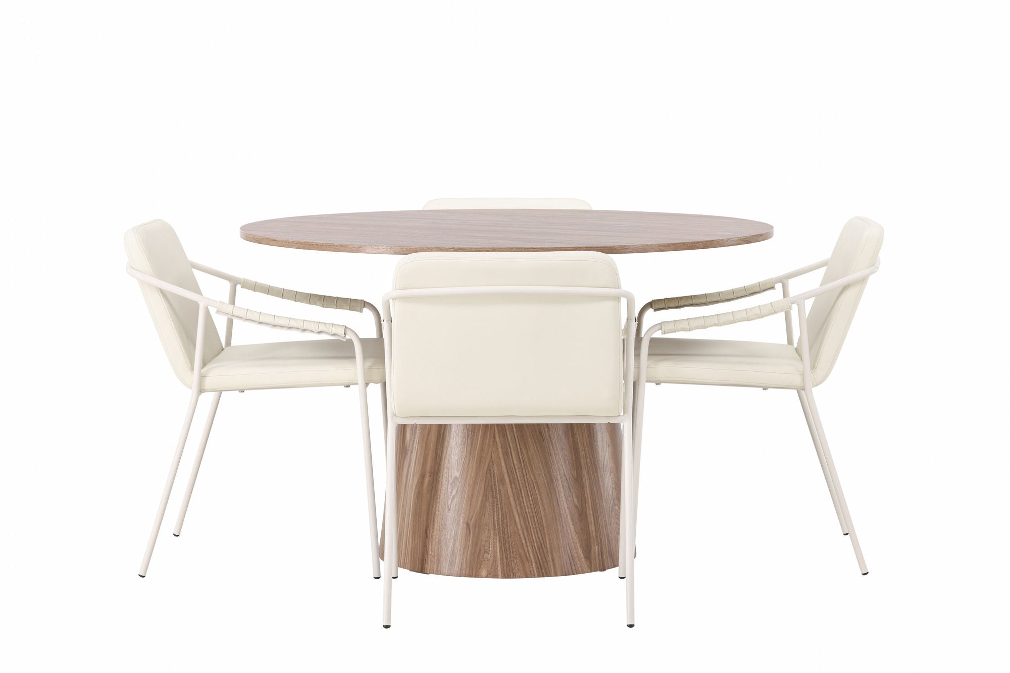 Venture Home Lanzo spisebord φ120 - Natural / Natural MDF +Tvist Spisebordsstol - Beige / Beige PU _4