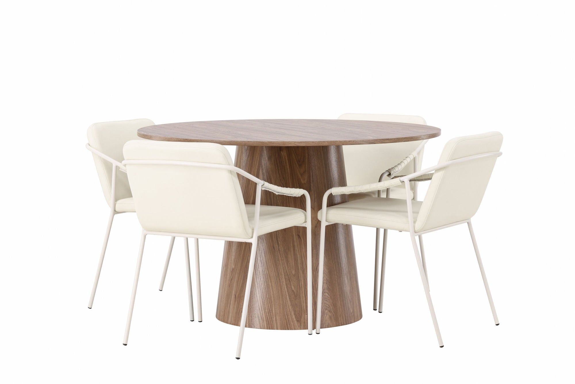 Venture Home Lanzo spisebord φ120 - Natural / Natural MDF +Tvist Spisebordsstol - Beige / Beige PU _4