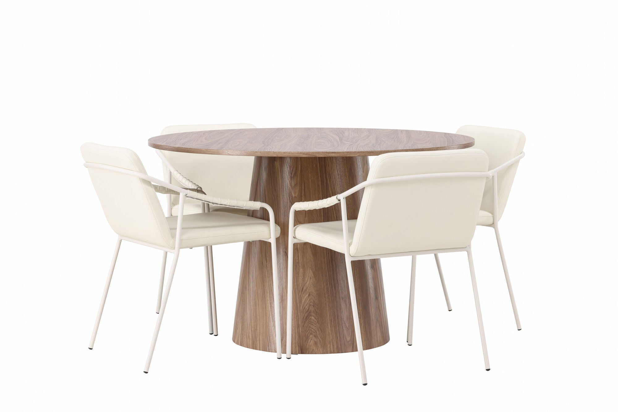 Venture Home Lanzo spisebord φ120 - Natural / Natural MDF +Tvist Spisebordsstol - Beige / Beige PU _4