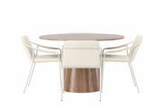 Venture Home Lanzo spisebord φ120 - Natural / Natural MDF +Tvist Spisebordsstol - Beige / Beige PU _4