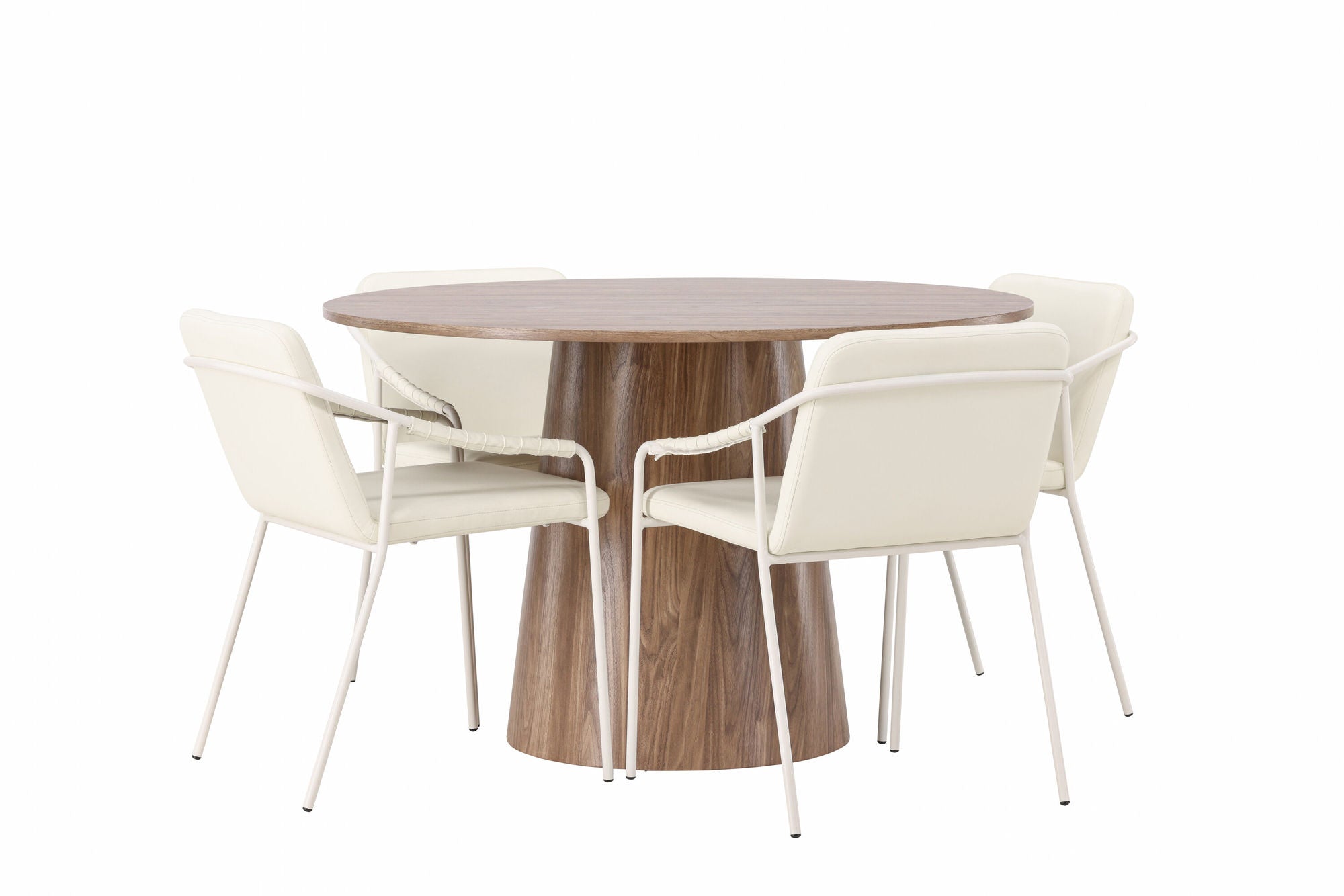 Venture Home Lanzo spisebord φ120 - Natural / Natural MDF +Tvist Spisebordsstol - Beige / Beige PU _4