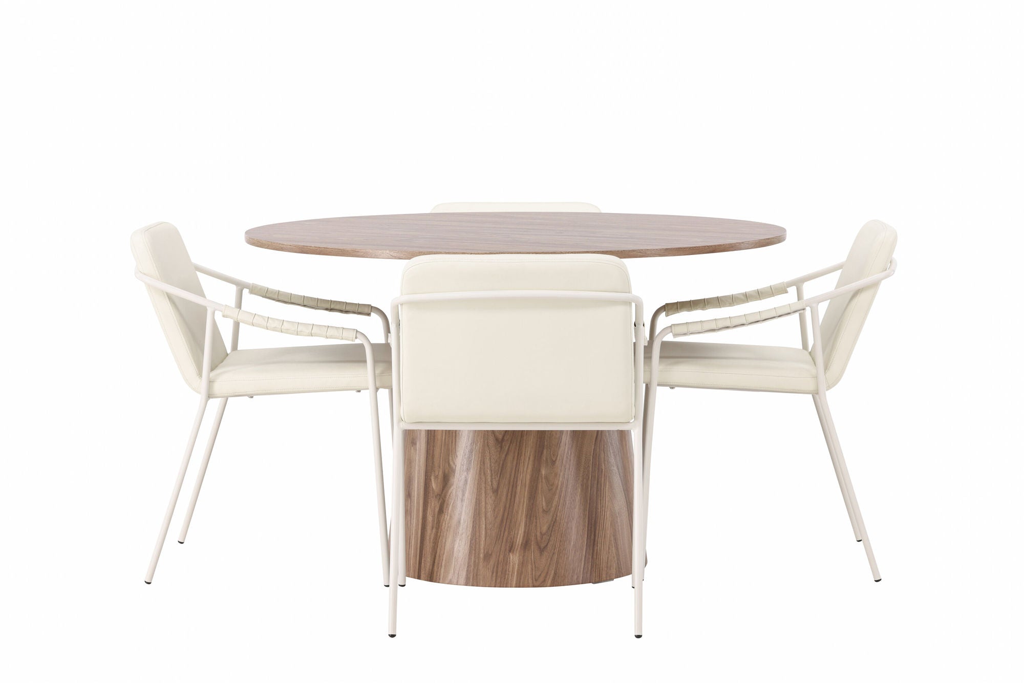 Venture Home Lanzo spisebord φ120 - Natural / Natural MDF +Tvist Spisebordsstol - Beige / Beige PU _4