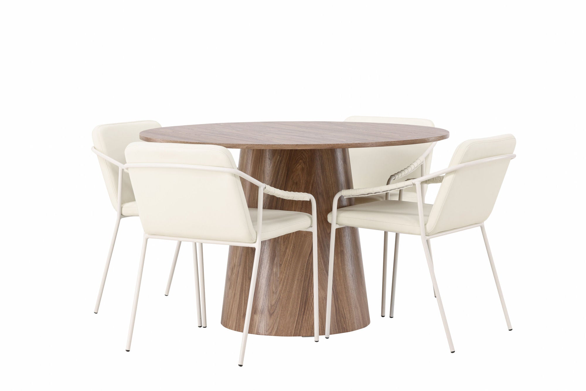 Venture Home Lanzo spisebord φ120 - Natural / Natural MDF +Tvist Spisebordsstol - Beige / Beige PU _4