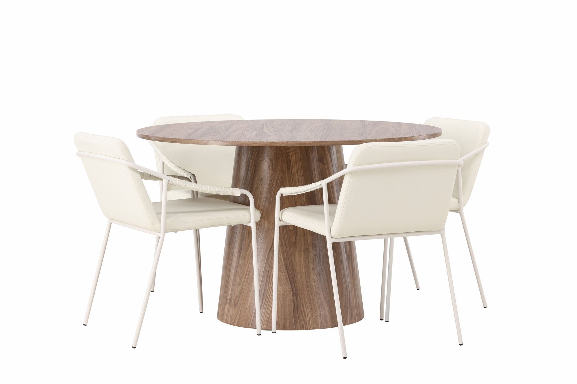 Venture Home Lanzo spisebord φ120 - Natural / Natural MDF +Tvist Spisebordsstol - Beige / Beige PU _4